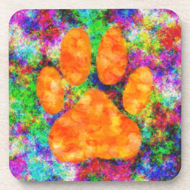 Dog Paw Print Aquarell Untersetzer (Vorderseite)