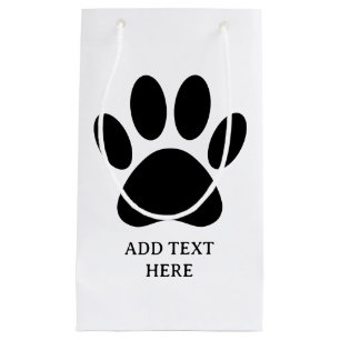 Dog Paw Print Art Black and White Custom Text Kleine Geschenktüte