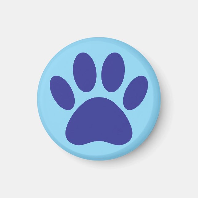 Dog Paw Print Art in blau Magnet (Vorne)