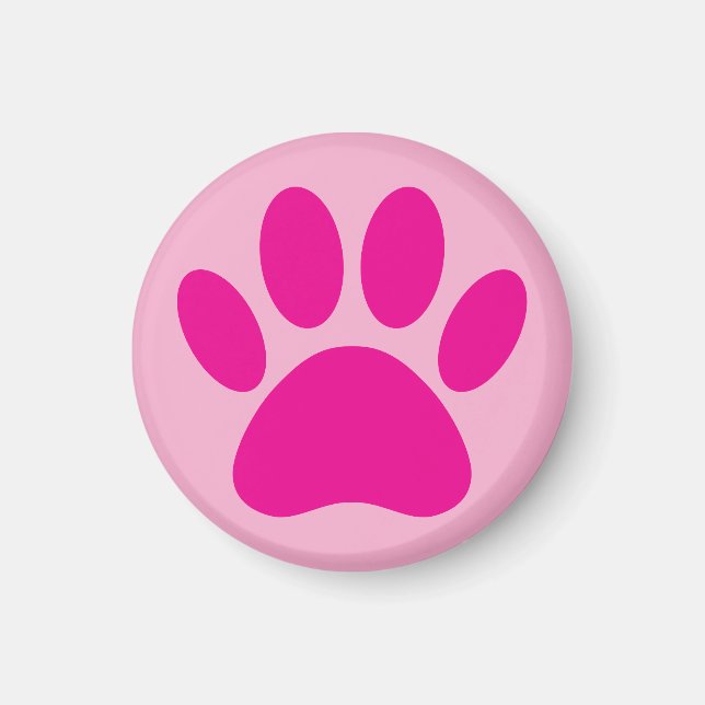 Dog Paw Print Art in Rosa Magnet (Vorne)