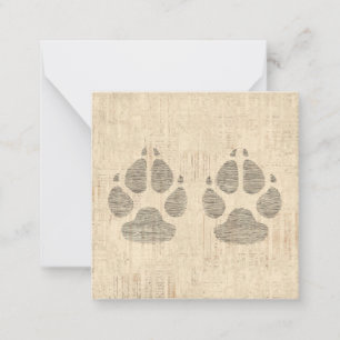 Dog Paw Print Art mit Skriptpapier Hintergrund Mitteilungskarte