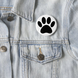 Dog Paw Print Art Schwarz-Weiß Button