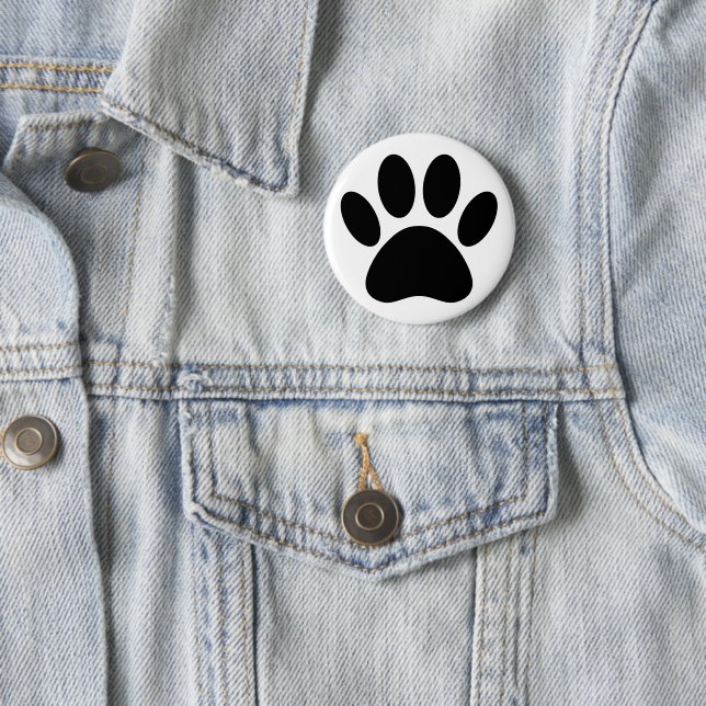 Dog Paw Print Art Schwarz-Weiß Button (Beispiel)