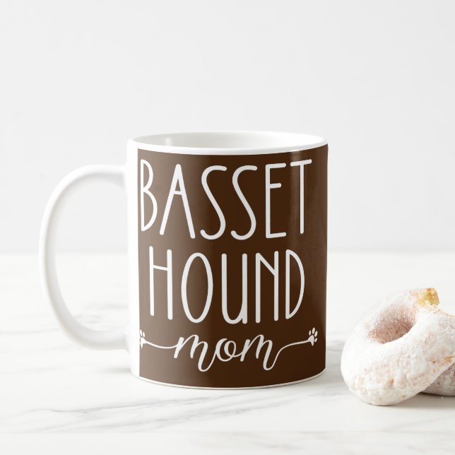Dog Paw Print Basset Hound Mama  Kaffeetasse (Mit Donut)