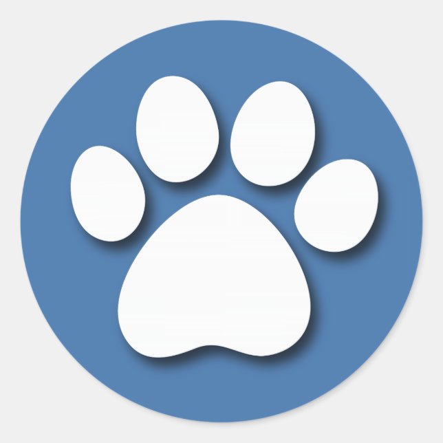 Dog Paw Print Blue Background V01 Runder Aufkleber (Vorderseite)