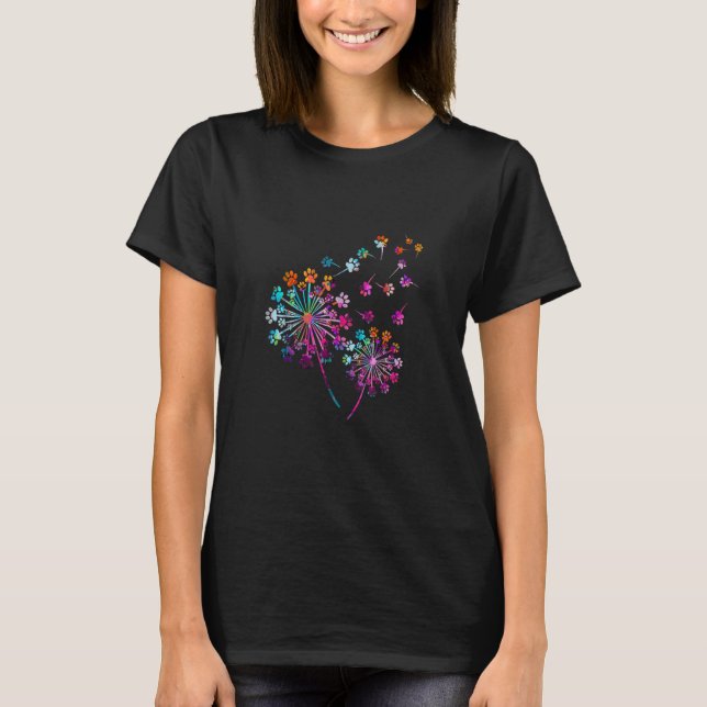 Dog Paw Print Blume Kronleuchter Weihnachten T-Shirt (Vorderseite)