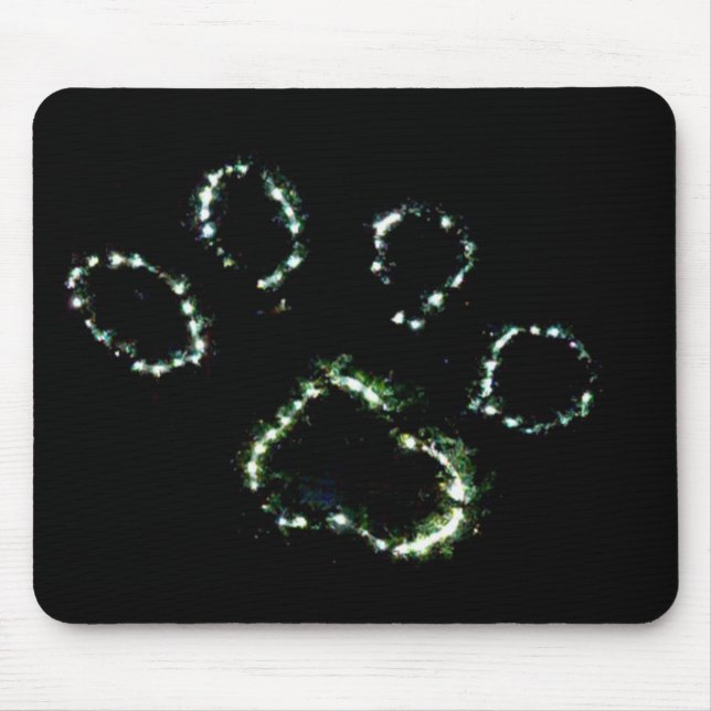 Dog Paw Print Christmas lights mouse pad art Mousepad (Vorne)