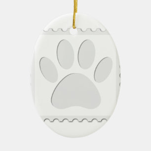 Dog Paw Print Cout Keramikornament