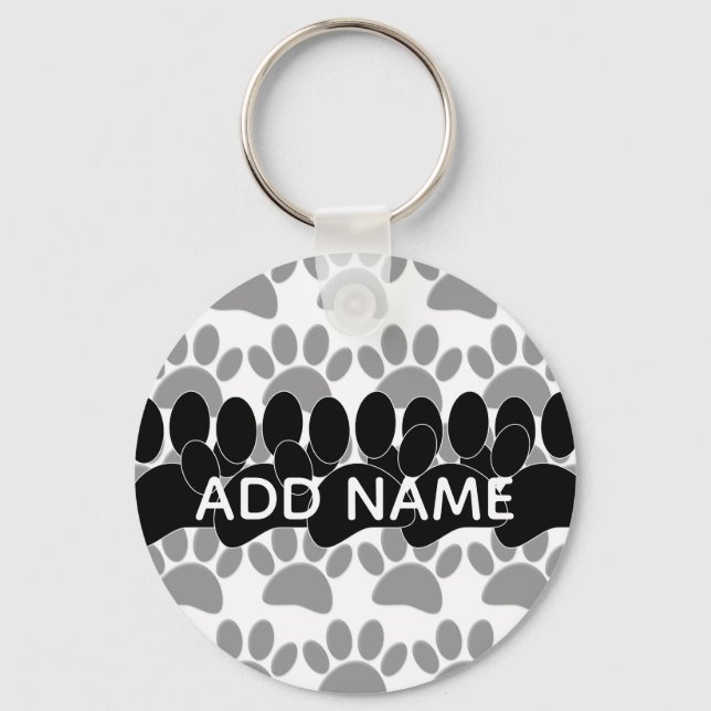 Dog Paw Print Custom Personalized Name Schlüsselanhänger (Rückseite)