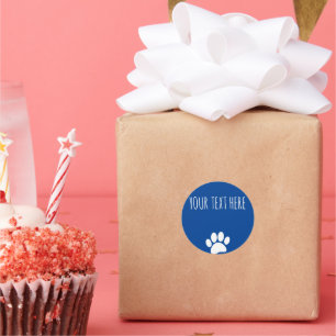 Dog Paw Print Custom Text Blue Runder Aufkleber