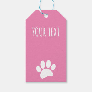 Dog Paw Print Custom Text Pink Geschenkanhänger