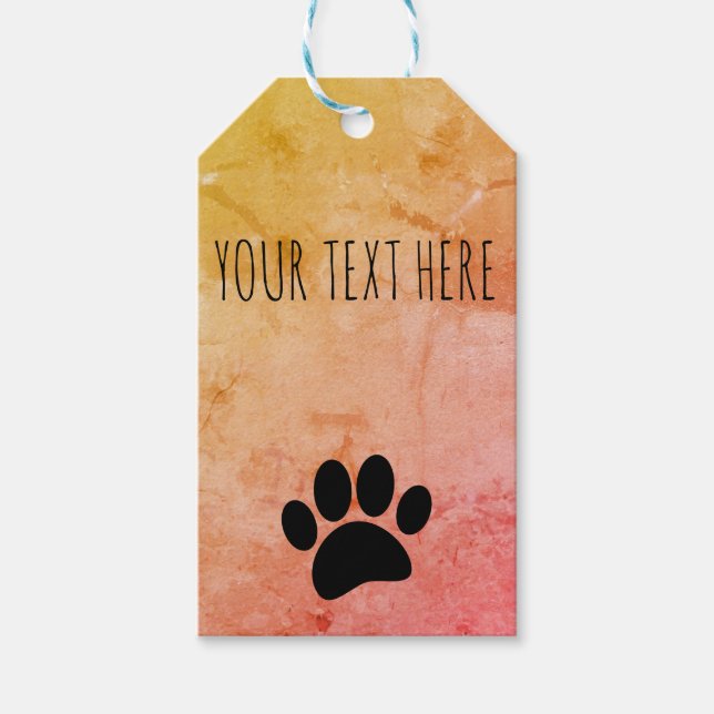 Dog Paw Print Custom Text Vintag Style Geschenkanhänger (Vorderseite)