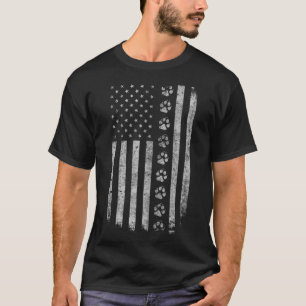 Dog Paw Print erschüttert American Flag Police Mil T-Shirt