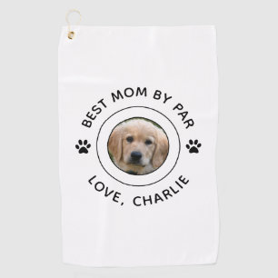 Dog Paw Print Foto Text Golf Pub Beste Mama Par Golfhandtuch