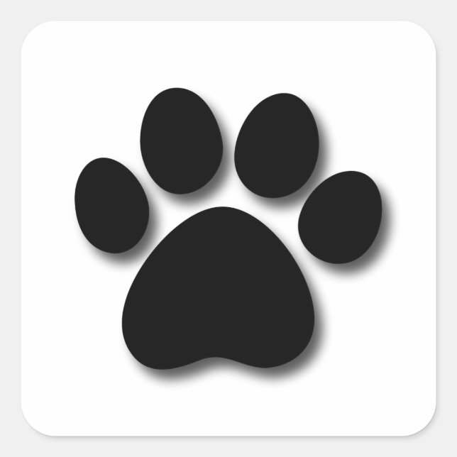 Dog Paw Print für Hund Lover SCHWARZ-WEISS Quadratischer Aufkleber (Vorderseite)