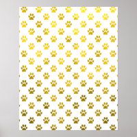 Dog Paw Print Gold Weiße Metallische Imitate Foil 