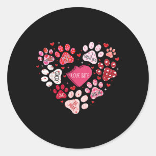 Dog Paw Print Heart Valentinstag Dog Lover Geschen Runder Aufkleber