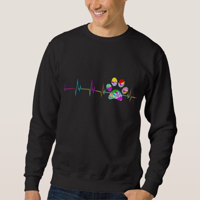 Dog Paw Print Heartbeat Frauen Mädchen Mama Liebe  Sweatshirt (Vorderseite)