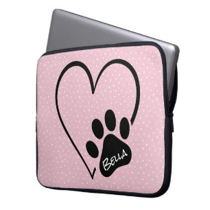Dog Paw Print Heft mit Name Laptopschutzhülle