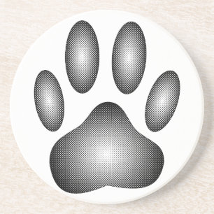 Dog Paw Print In Black and White Gradients Sandstein Untersetzer
