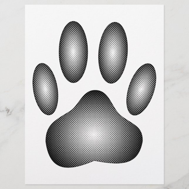 Dog Paw Print in Schwarz-Weiß-Farbe (Vorderseite)