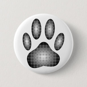 Dog Paw Print in Schwarz-Weiß-Farbe Button
