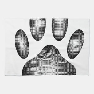 Dog Paw Print in Schwarz-Weiß-Farbe Geschirrtuch