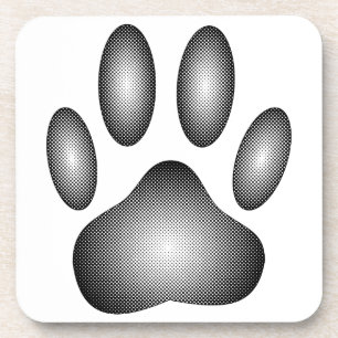 Dog Paw Print in Schwarz-Weiß-Farbe Getränkeuntersetzer