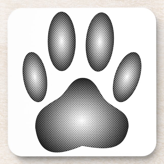 Dog Paw Print in Schwarz-Weiß-Farbe Getränkeuntersetzer (Vorderseite)