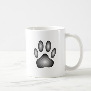 Dog Paw Print in Schwarz-Weiß-Farbe Kaffeetasse