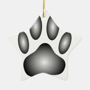 Dog Paw Print in Schwarz-Weiß-Farbe Keramikornament