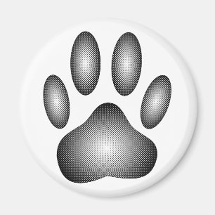 Dog Paw Print in Schwarz-Weiß-Farbe Magnet