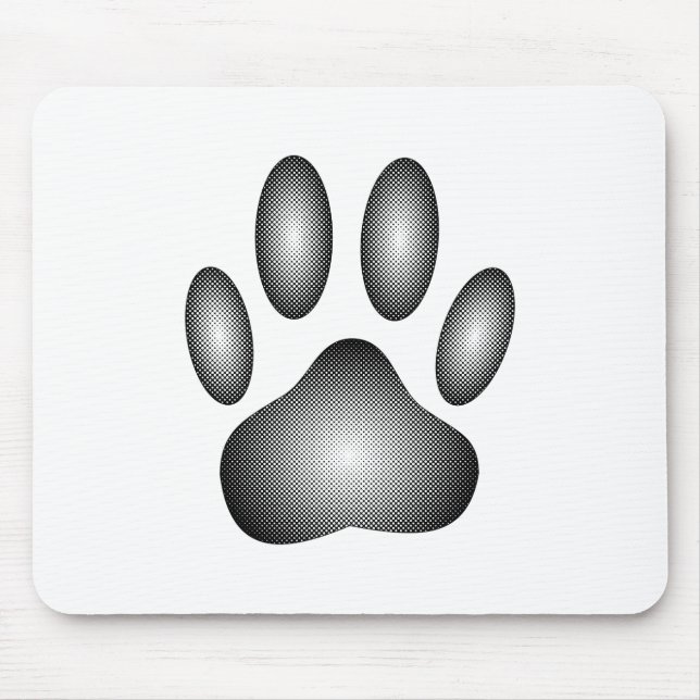 Dog Paw Print in Schwarz-Weiß-Farbe Mousepad (Vorne)