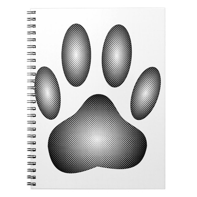 Dog Paw Print in Schwarz-Weiß-Farbe Notizblock (Vorderseite)