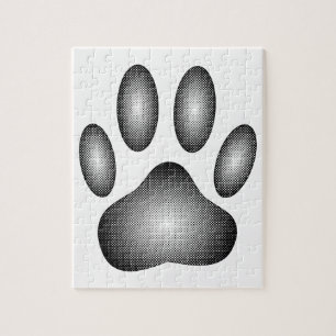 Dog Paw Print in Schwarz-Weiß-Farbe Puzzle
