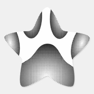 Dog Paw Print in Schwarz-Weiß-Farbe Stern-Aufkleber