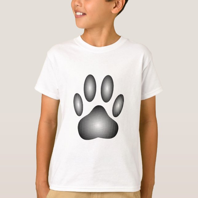 Dog Paw Print in Schwarz-Weiß-Farbe T-Shirt (Vorderseite)