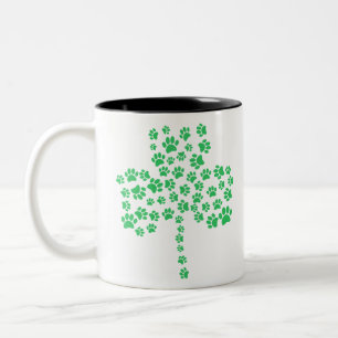 Dog Paw Print Kleeblatt Zweifarbige Tasse