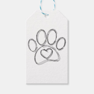 Dog Paw Print Kontur Geschenkanhänger