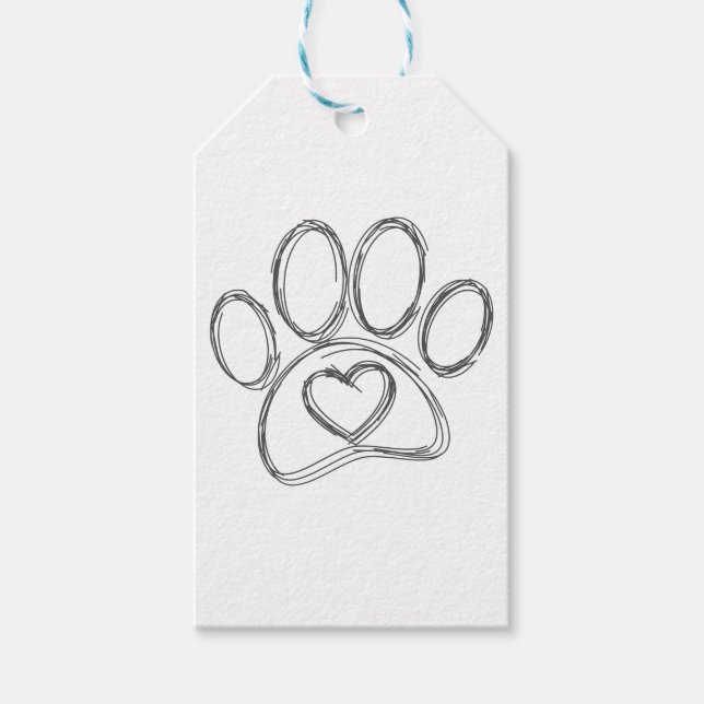 Dog Paw Print Kontur Geschenkanhänger (Vorderseite)
