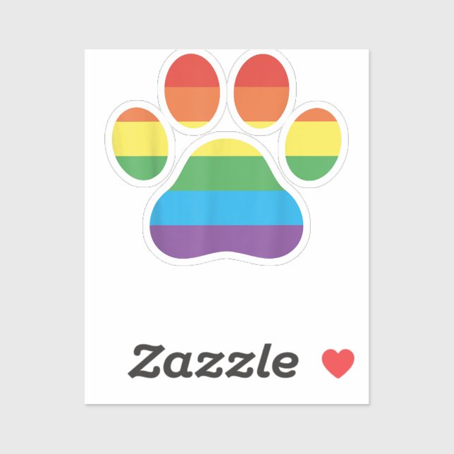 Dog Paw Print LGBTQ Rainbow Flag Gay Pride nur tun Aufkleber (Blatt)
