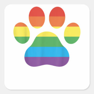Dog Paw Print LGBTQ Rainbow Flag Gay Pride nur tun Quadratischer Aufkleber