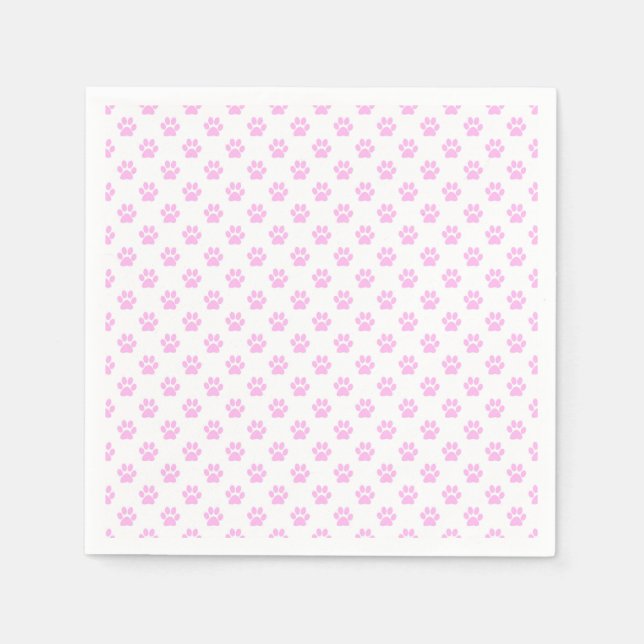 Dog Paw Print Light Pink White Background Serviette (Vorderseite)