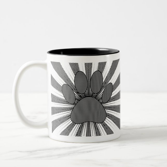Dog Paw Print Manga Style Zweifarbige Tasse (Links)