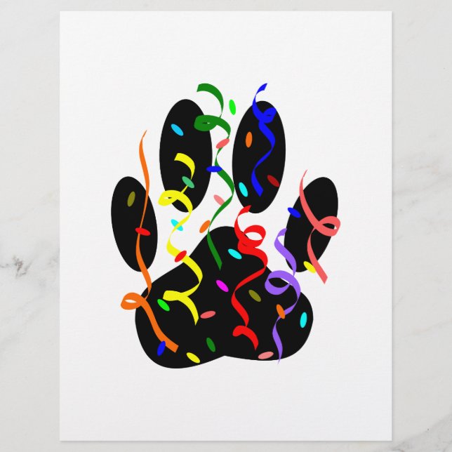 Dog Paw Print mit Confetti und Streamer (Vorderseite)