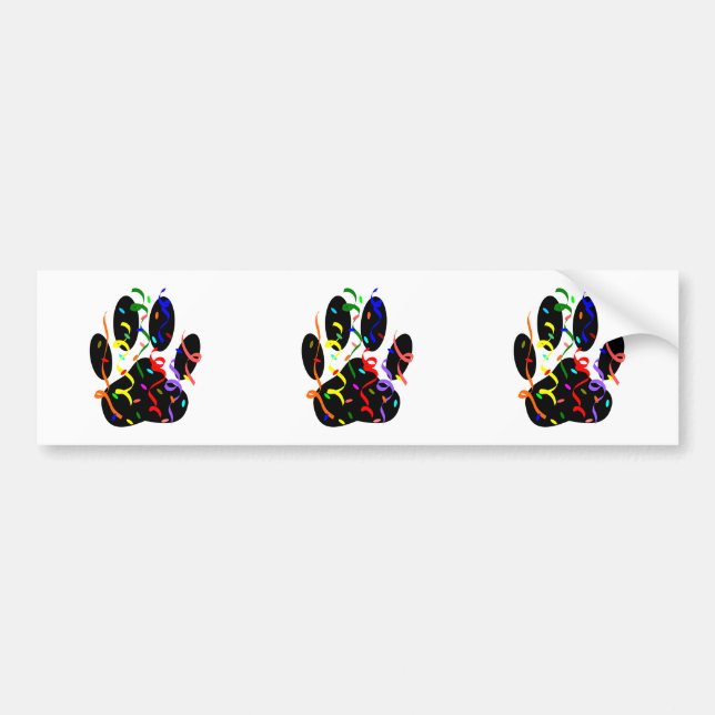 Dog Paw Print mit Confetti und Streamer Autoaufkleber (Vorne)