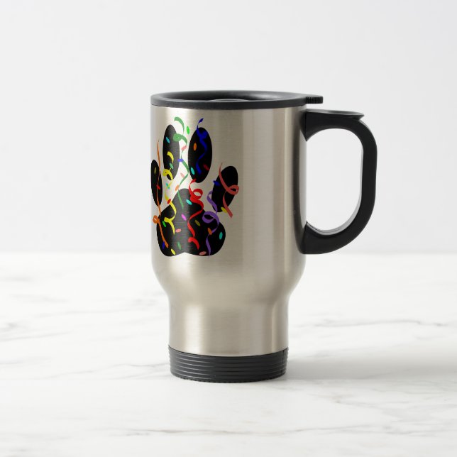 Dog Paw Print mit Confetti und Streamer Reisebecher (Rechts)