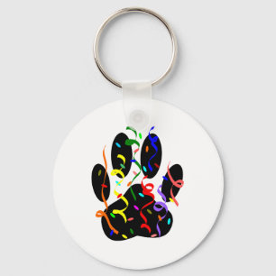 Dog Paw Print mit Confetti und Streamer Schlüsselanhänger