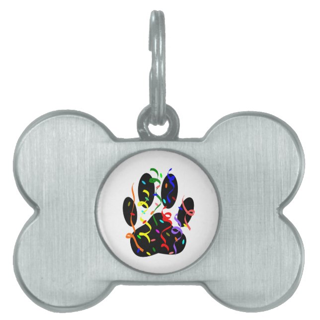 Dog Paw Print mit Confetti und Streamer Tiermarke (Vorderseite)