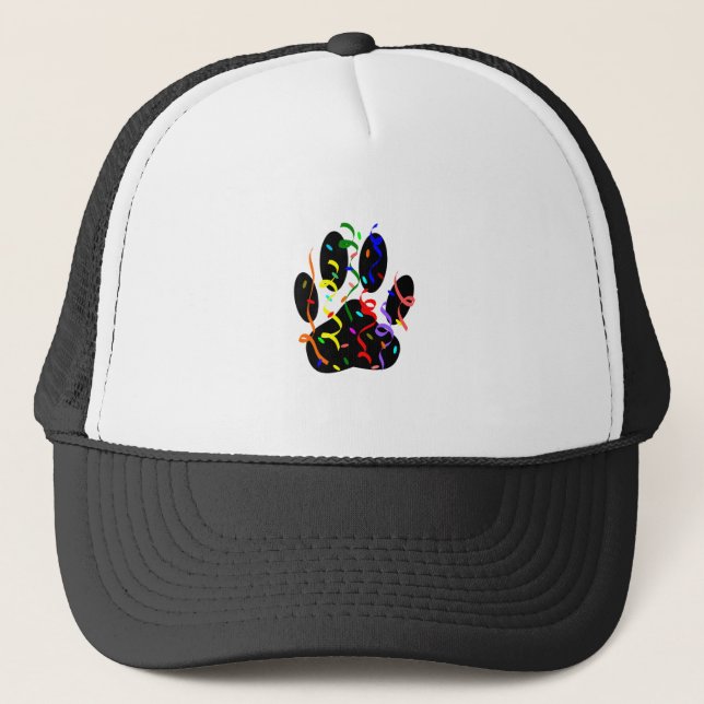 Dog Paw Print mit Confetti und Streamer Truckerkappe (Vorderseite)
